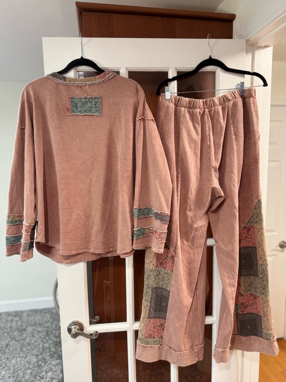BRAND NEW J HER BOHO PATCHWORK LOUNGEWEAR SET IN SUGAR ROSE COLOR - Picture 2 of 2